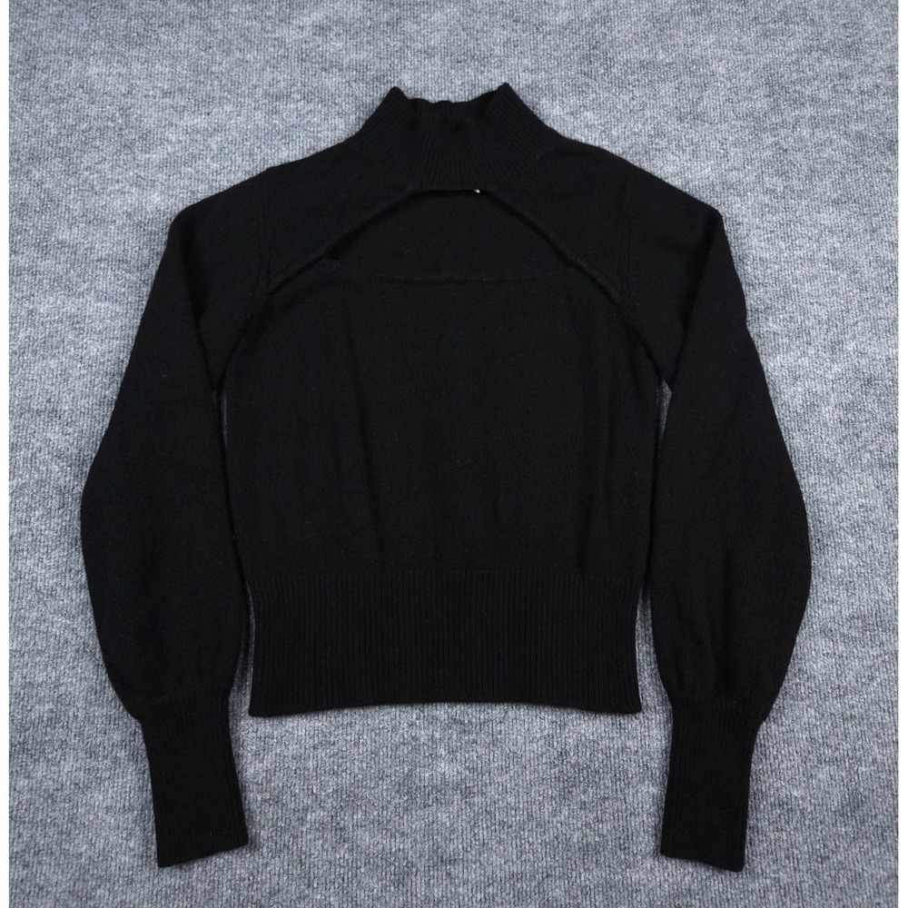 Frame Cut-Out Turtleneck Sweater Women's Large Black Turtle Neck 100% CASHMERE